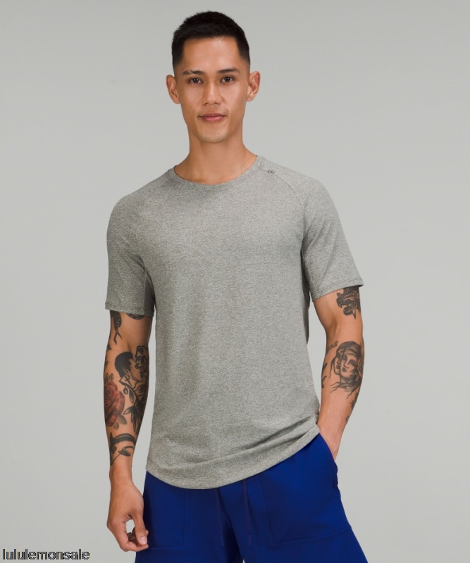 Lululemon Deutschland DELULU805 | Lululemon Deutschland Drysense Training Kurzarmshirt Grau Meliert Salbei